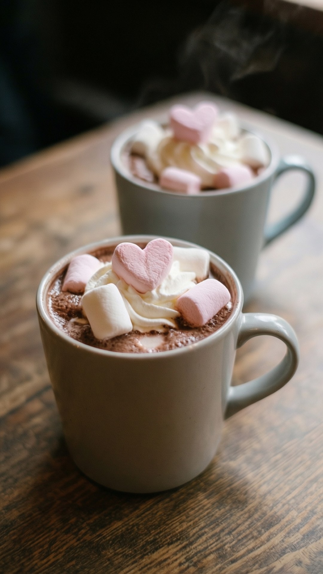 Cozy Valentine Cocoa, hot chocolate, heart marshmallows, Full HD Phone Wallpaper