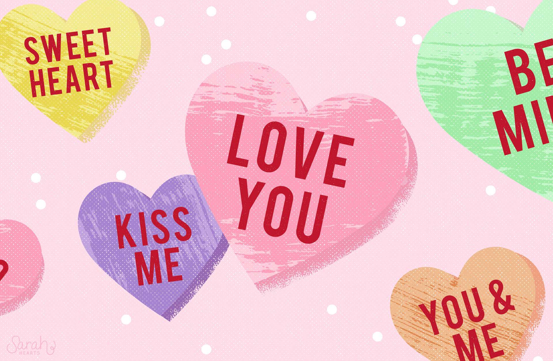 February, hearts, sweet words, Full HD Desktop Wallpaper