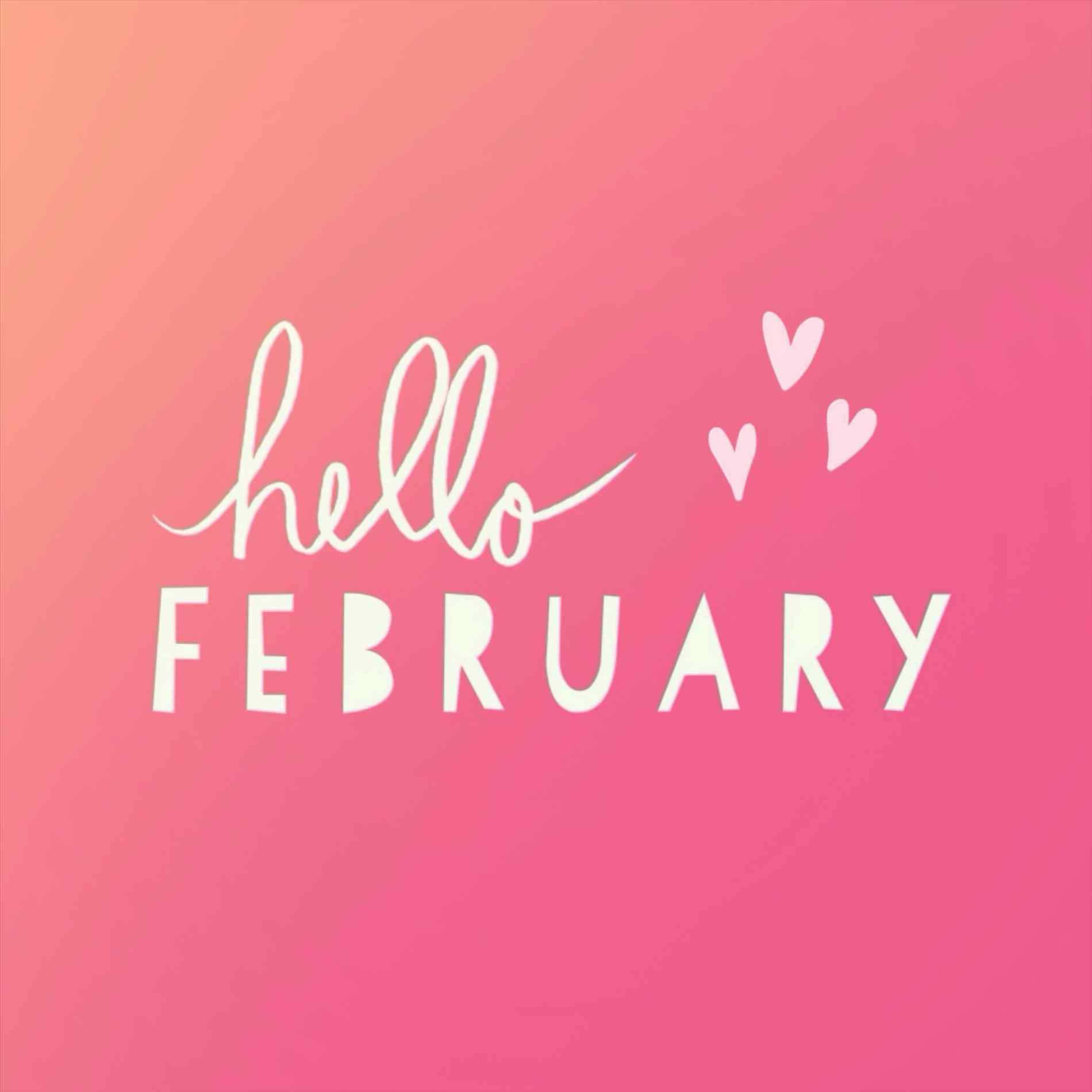 February, pink gradient, white script, HD Desktop Wallpaper