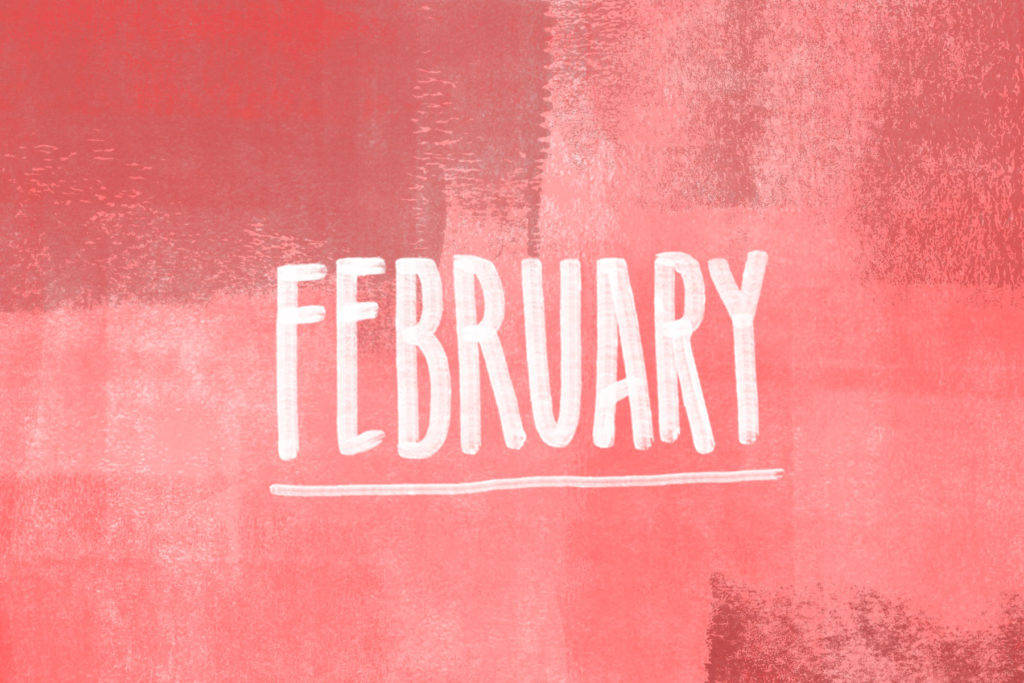 February, white, pink watercolor, SD Desktop Wallpaper