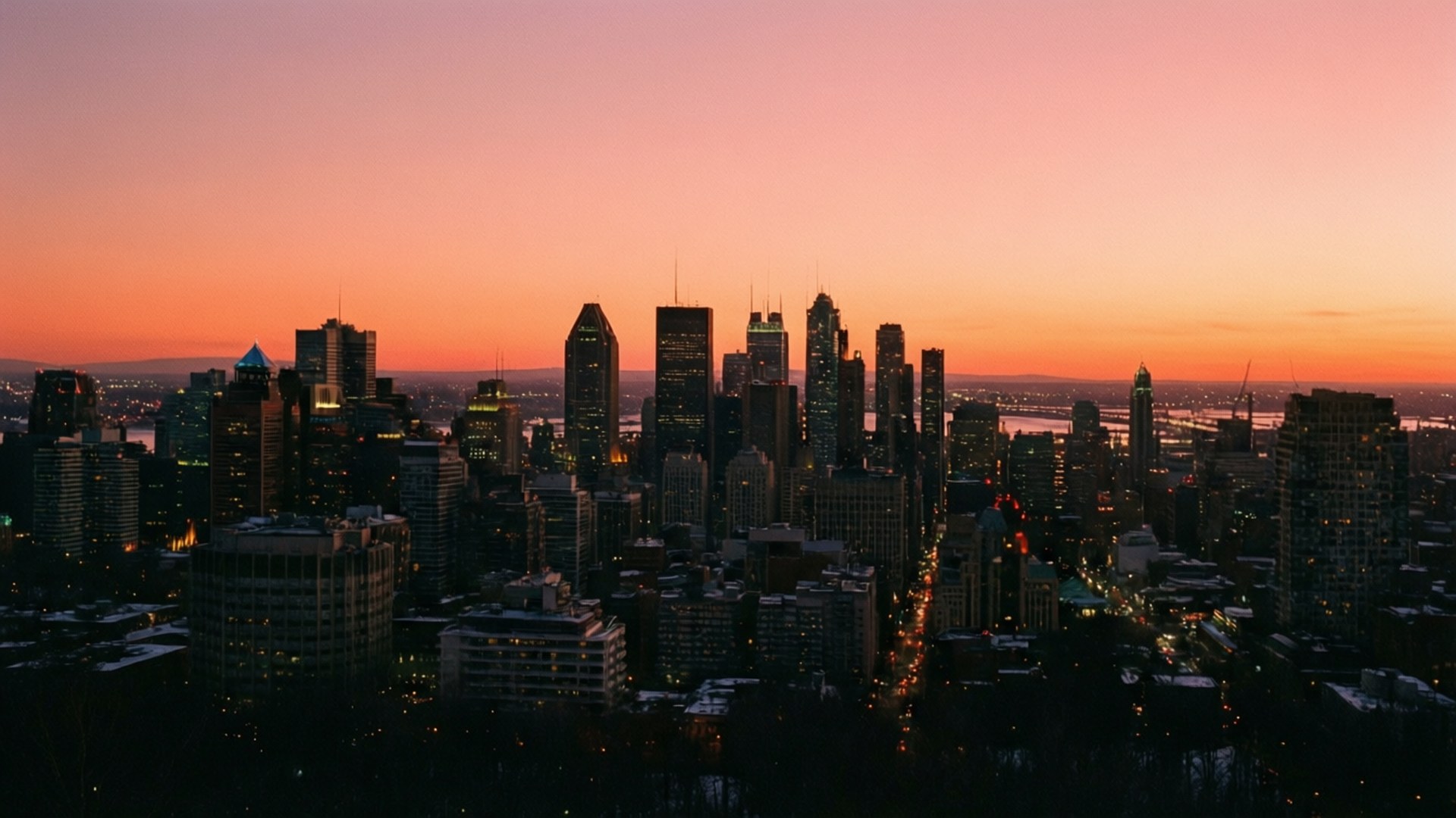 February, city skyline, dusk, Full HD Desktop Wallpaper