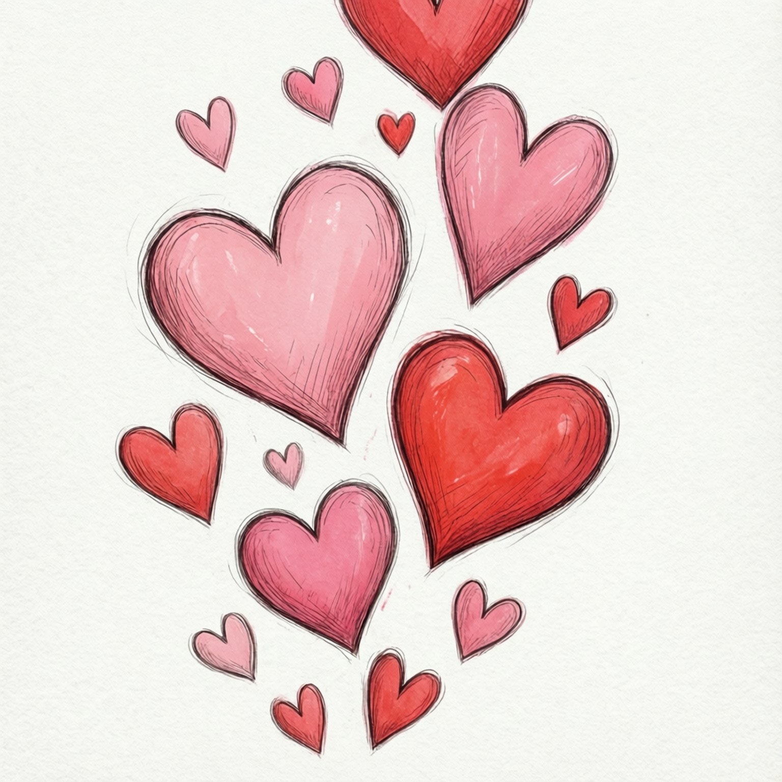 floating hearts, pink, red, HD Desktop Wallpaper