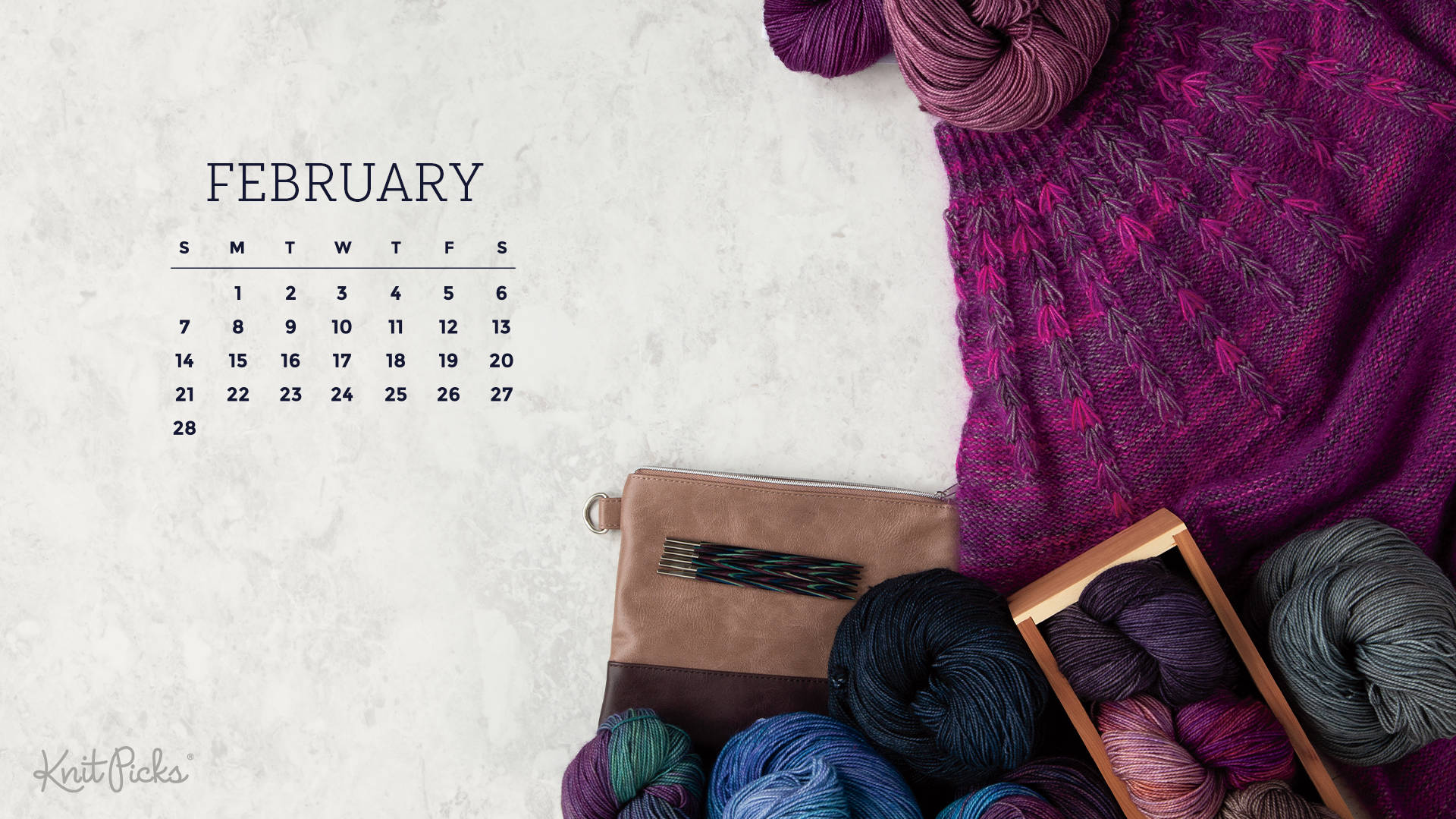 2021 calendar, February calendar, vibrant yarn skeins, Full HD Desktop Wallpaper