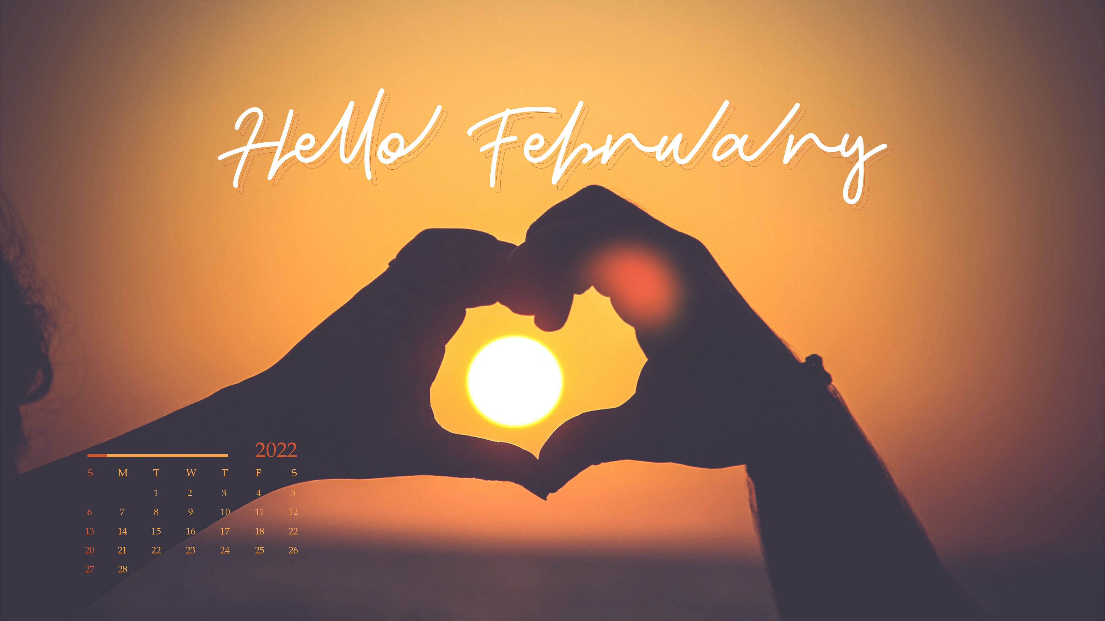 February 2022, sunset, glowing sunset, 4K Desktop Wallpaper