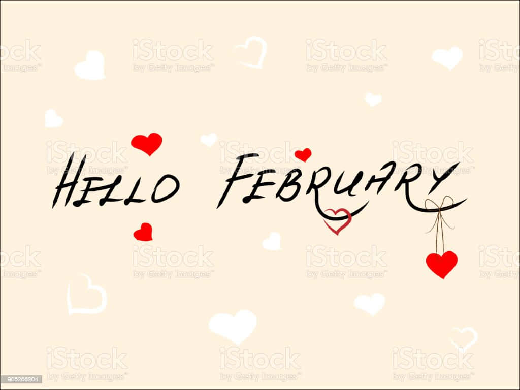 February, black script, red hearts, SD Desktop Wallpaper