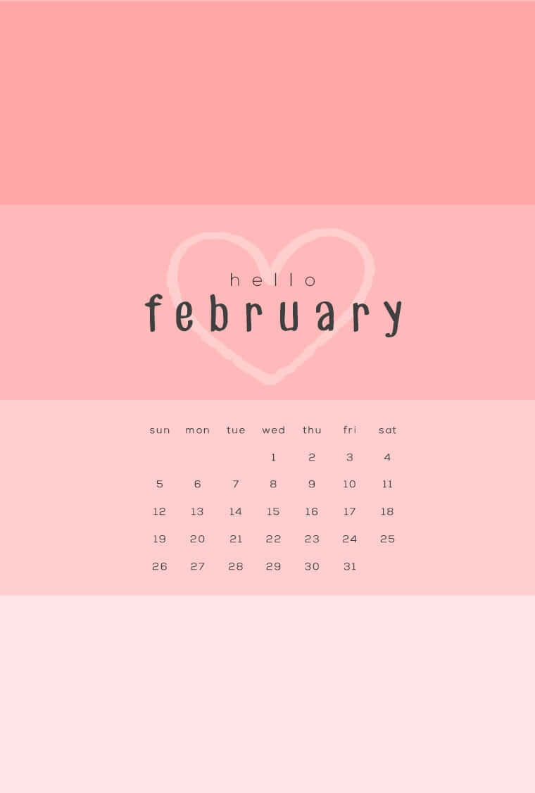 February, pink, heart outline, SD Phone Wallpaper
