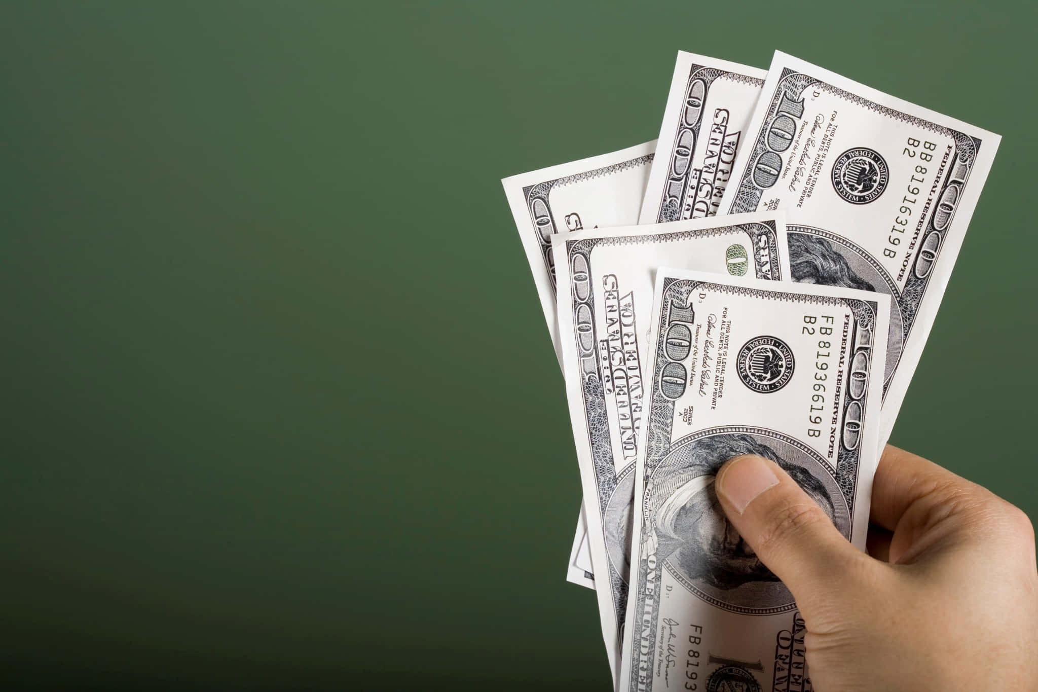 Federal, one hundred dollar bills, dark green background, Full HD Desktop Wallpaper