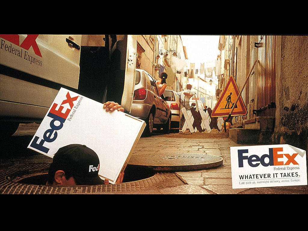 FedEx, manhole, van, SD Desktop Wallpaper