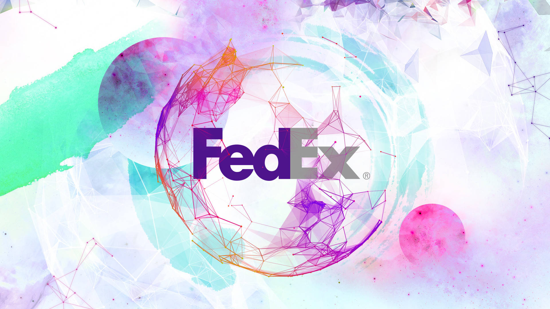 FedEx, abstract circle artwork, glowing geometric sphere, Full HD Desktop Wallpaper