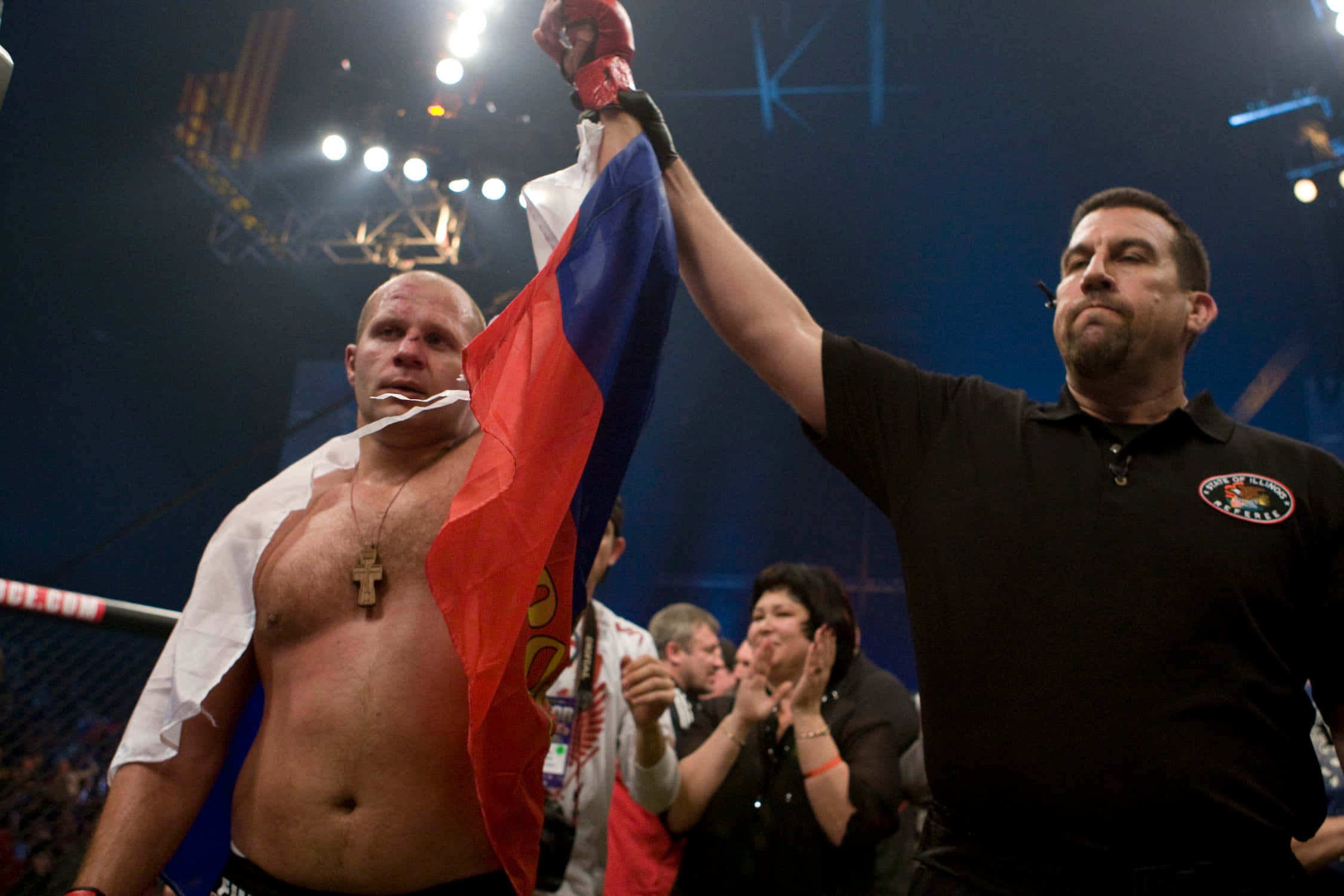 Fedor Emelianenko, 2009, red blue flag, Full HD Desktop Wallpaper