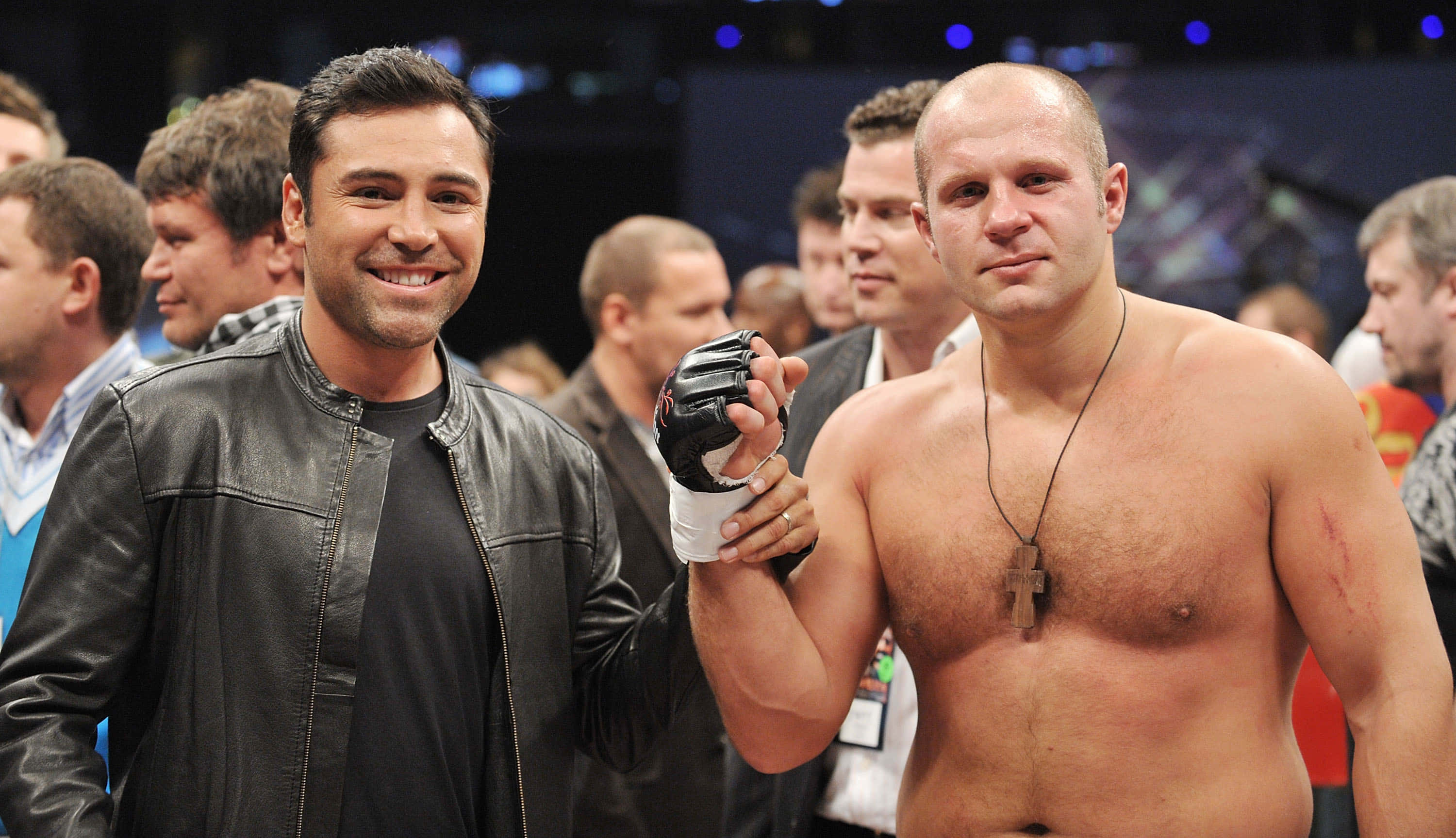 Fedor Emelianenko, leather jacket, shirtless fighter, 2K Desktop Wallpaper
