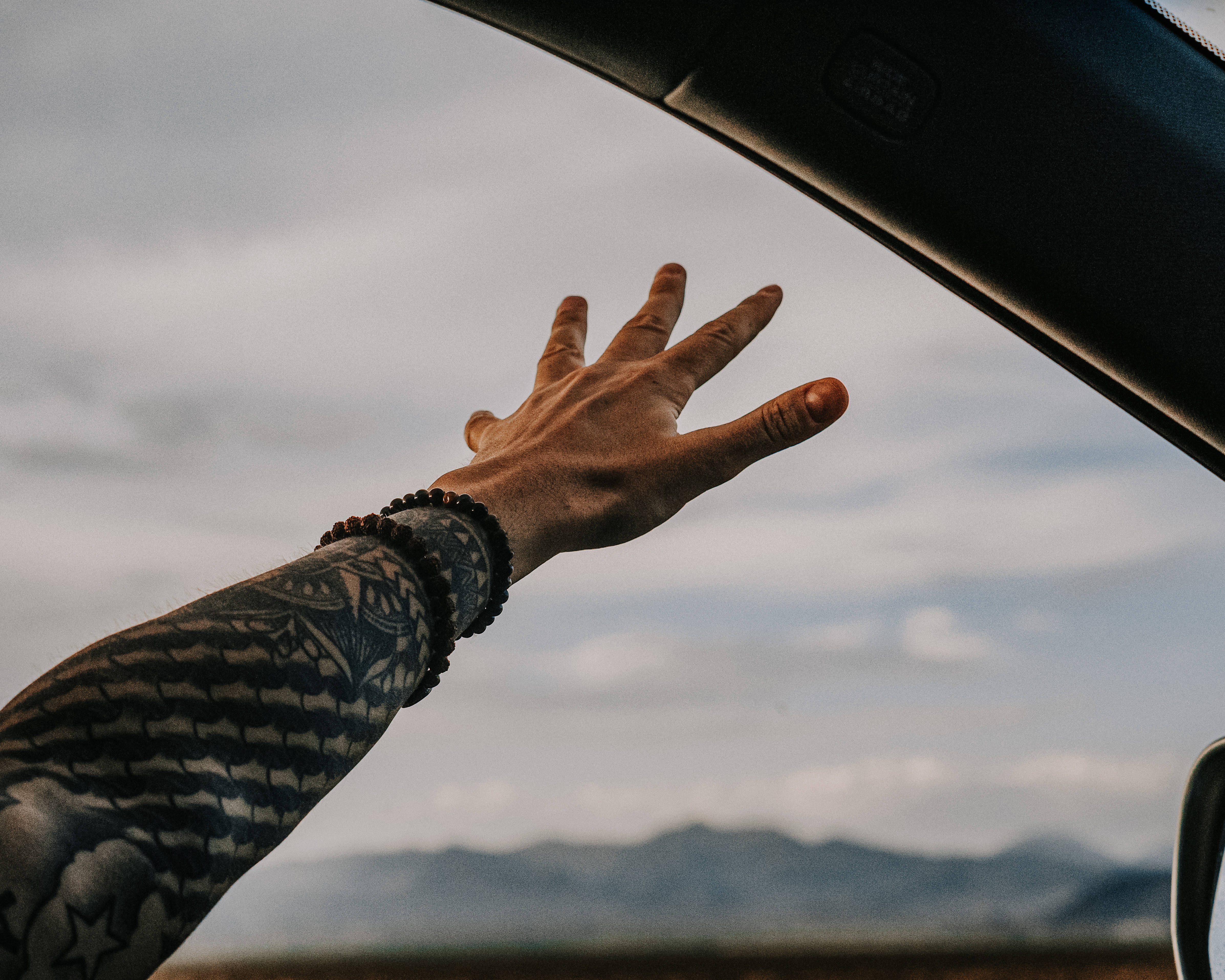Wanderlust Freedom Feels, tattooed arm, car window, 4K Desktop Wallpaper