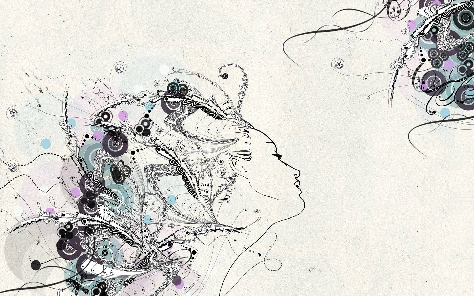 Beauty Feels Sketch, soft purples, blues, Full HD Desktop Wallpaper
