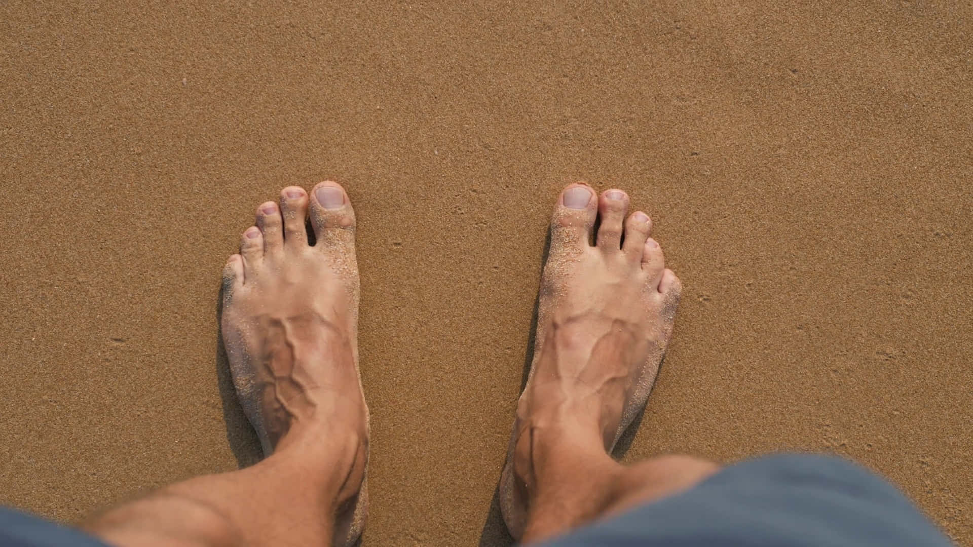 male feet, veiny instep, warm golden sand, Full HD Desktop Wallpaper