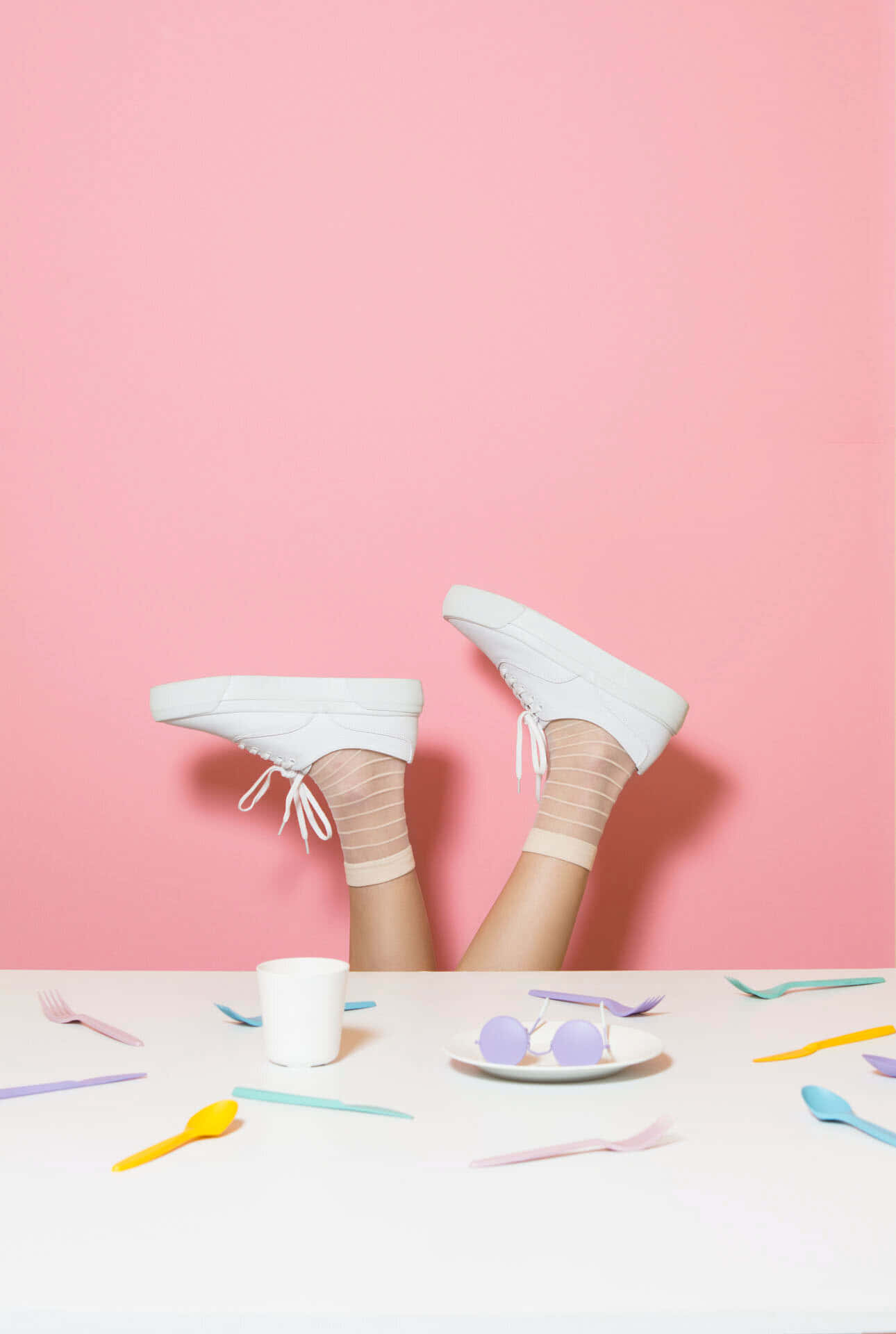 pink aesthetic, pastel minimalist, upside down feet, Full HD Phone Wallpaper