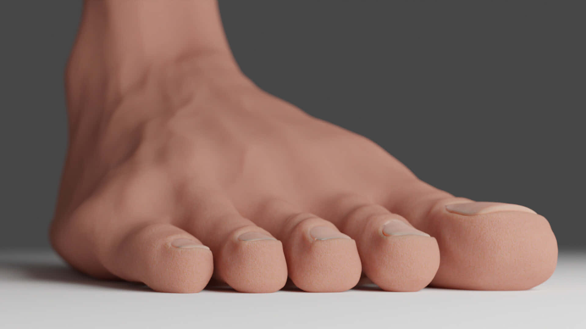 3D Enlarged Male Feet, natural skin texture, clean nails, Full HD Desktop Wallpaper