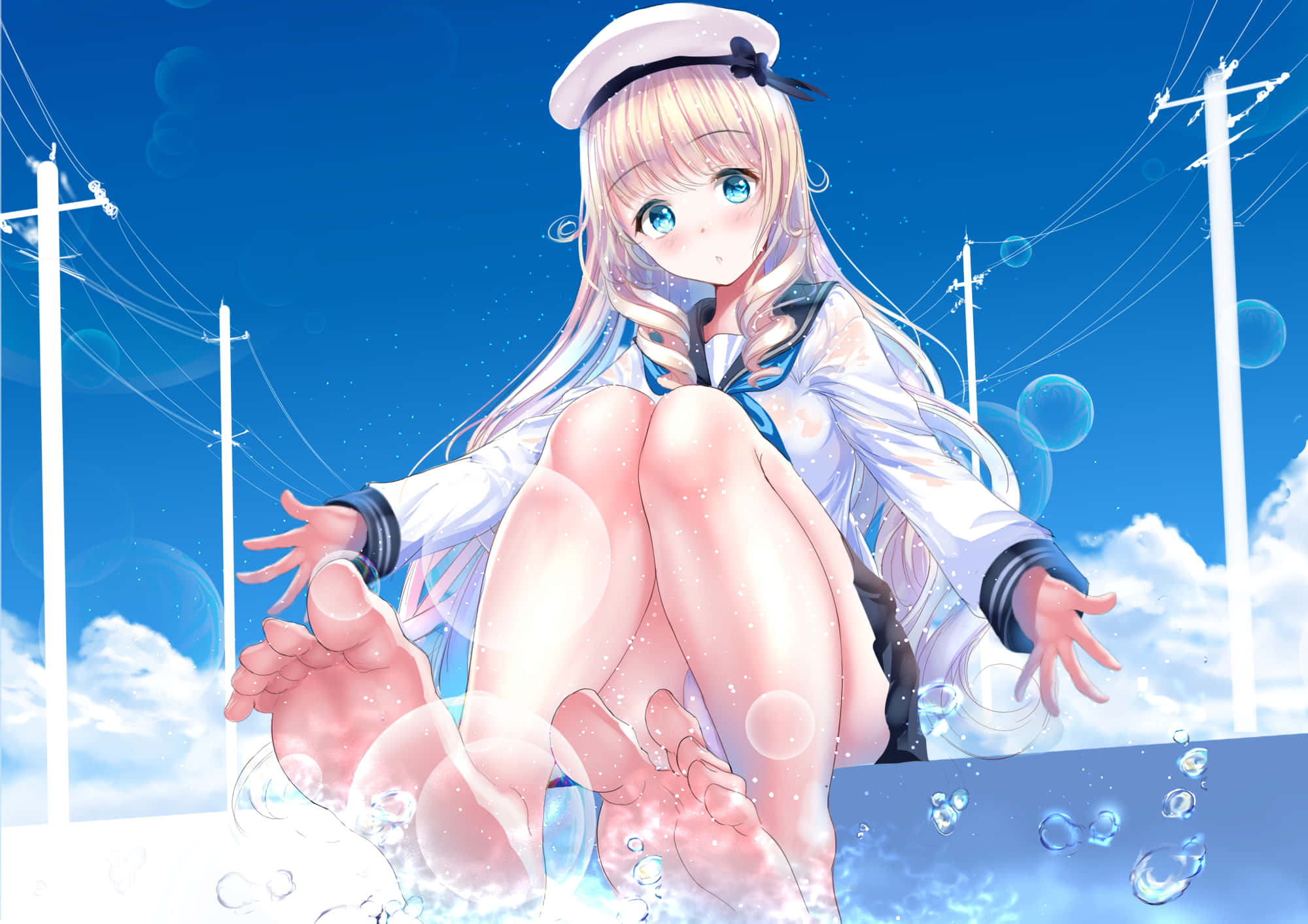school uniform, anime girl, sailor outfit, Full HD Desktop Wallpaper