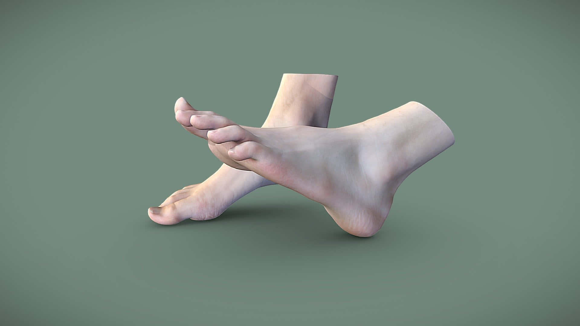 3D Male Feet, bare feet, crossed at the ankles, Full HD Desktop Wallpaper