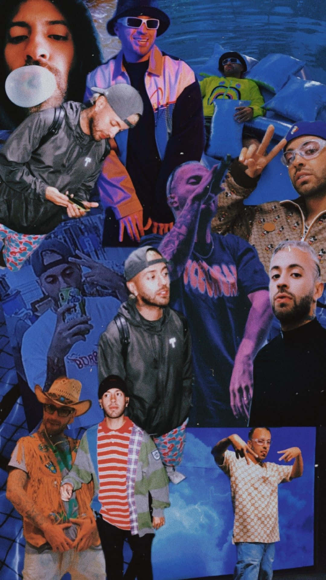 Feid, collage of styles and expressions, urban streetwear, Full HD Phone Wallpaper