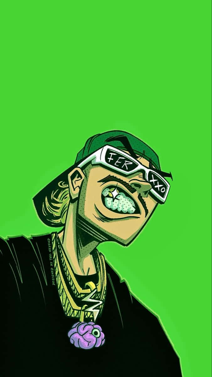 Feid, cartoon character, brain for a mouth, SD Phone Wallpaper