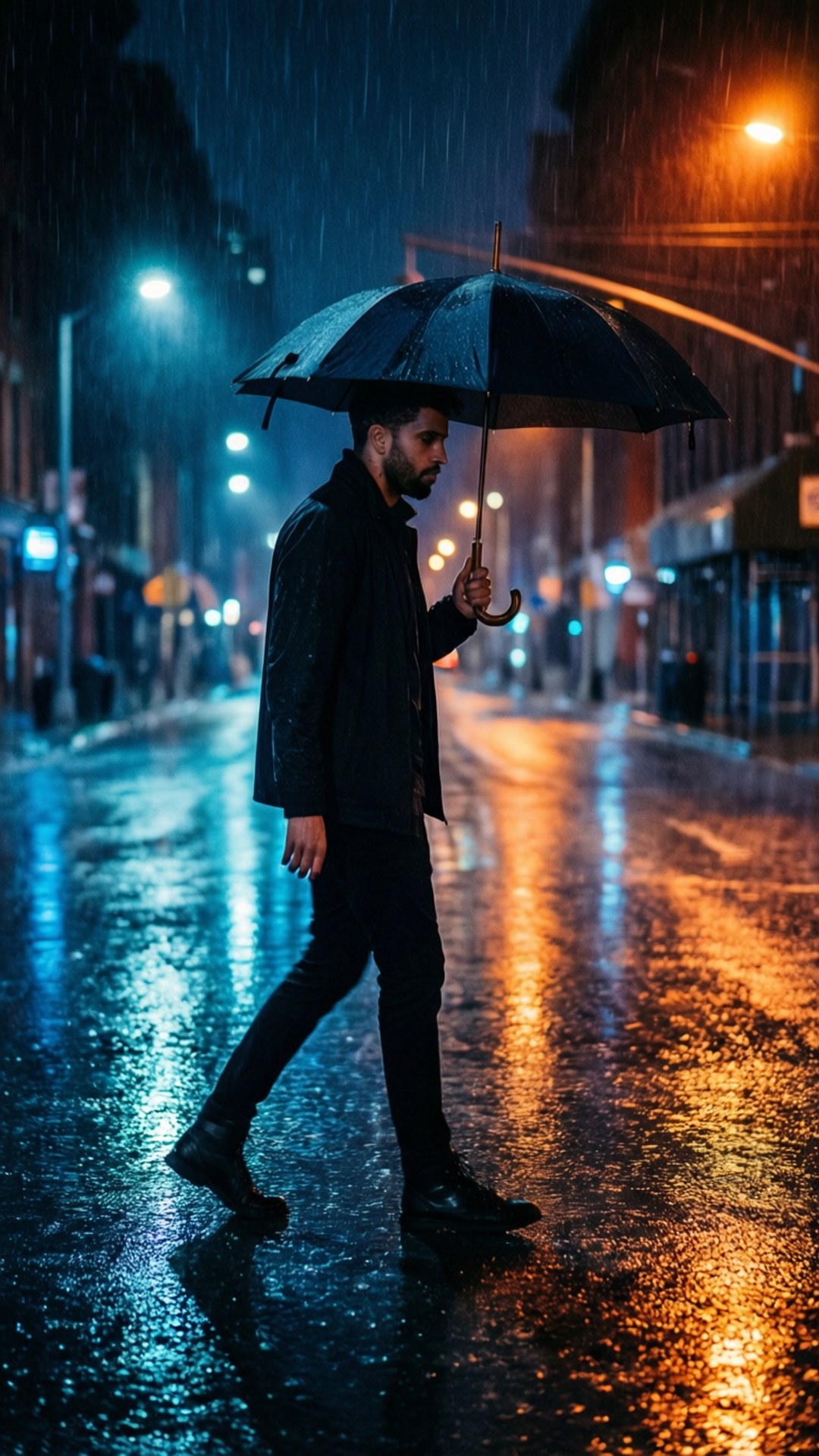 Feid, rainy night, neon reflections, Full HD Phone Wallpaper