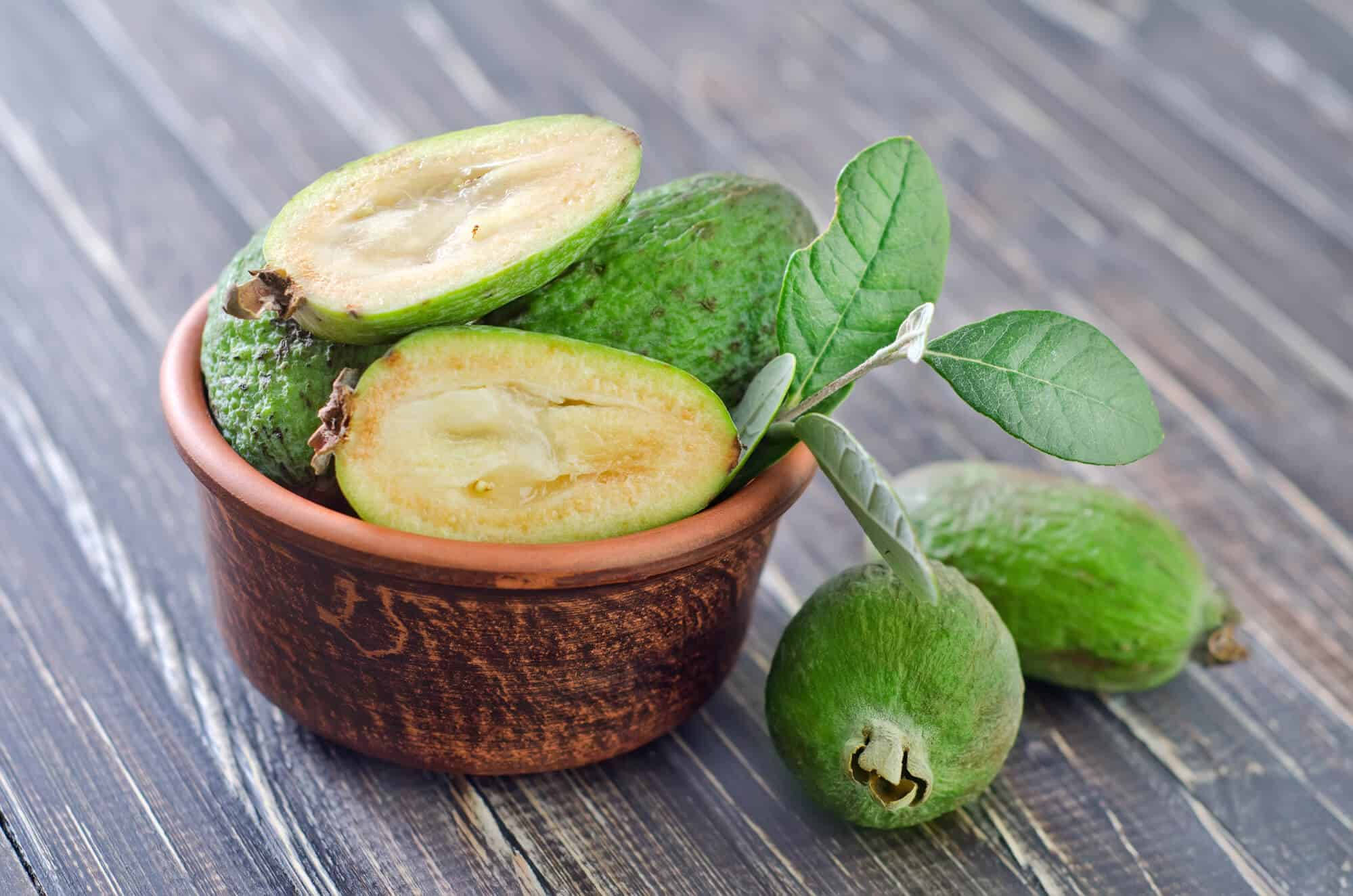 Feijoa, green, sliced halves, Full HD Desktop Wallpaper