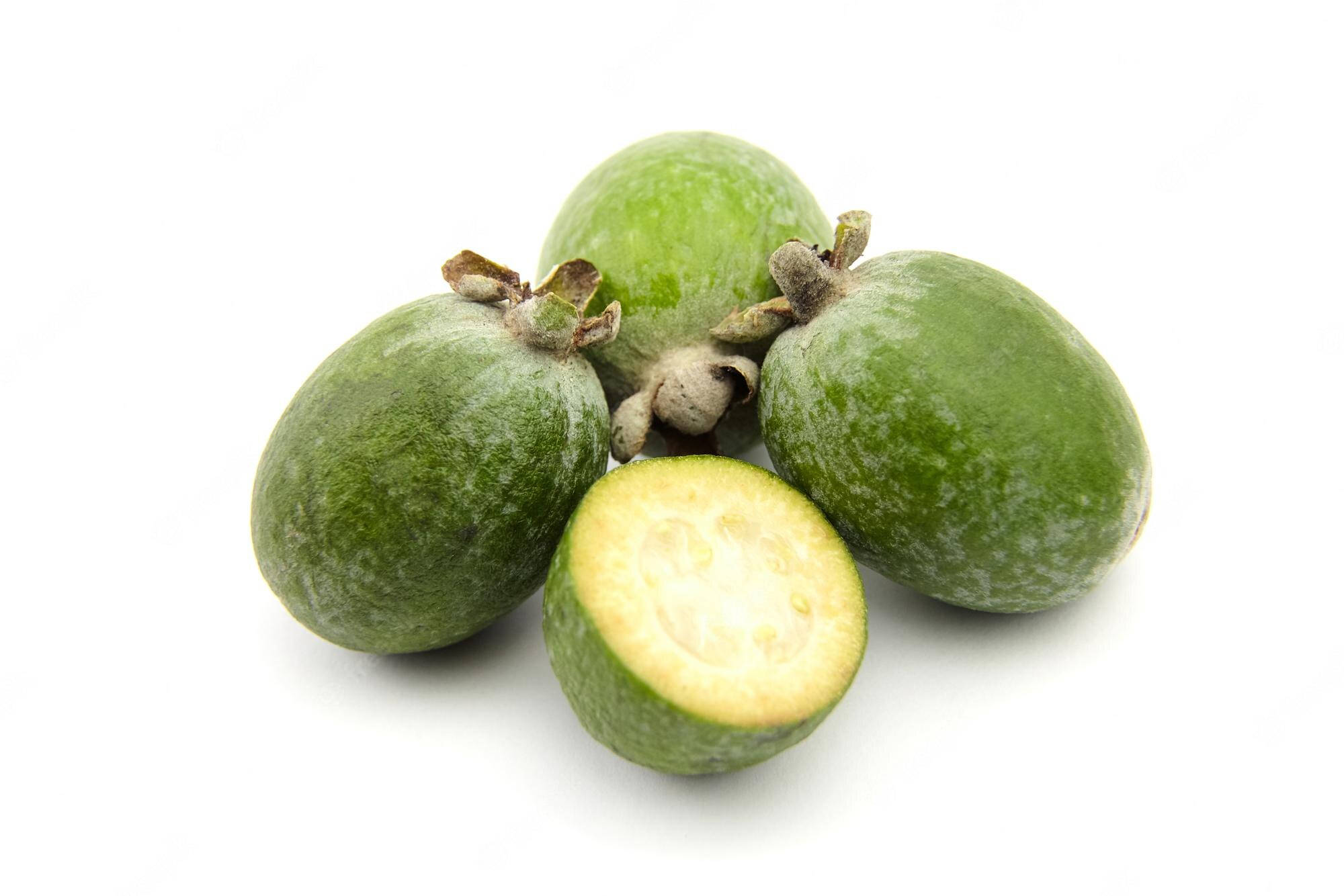 feijoas, green, pale yellow flesh, Full HD Desktop Wallpaper