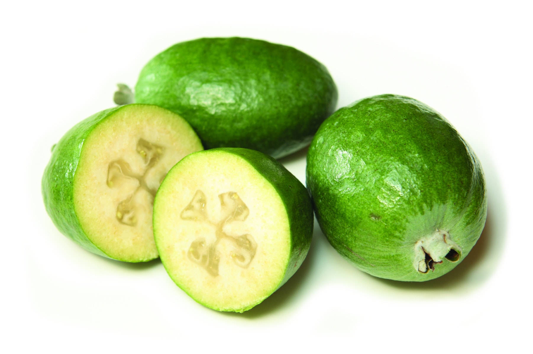 feijoas, star-shaped seeds, clean white background, HD Desktop Wallpaper