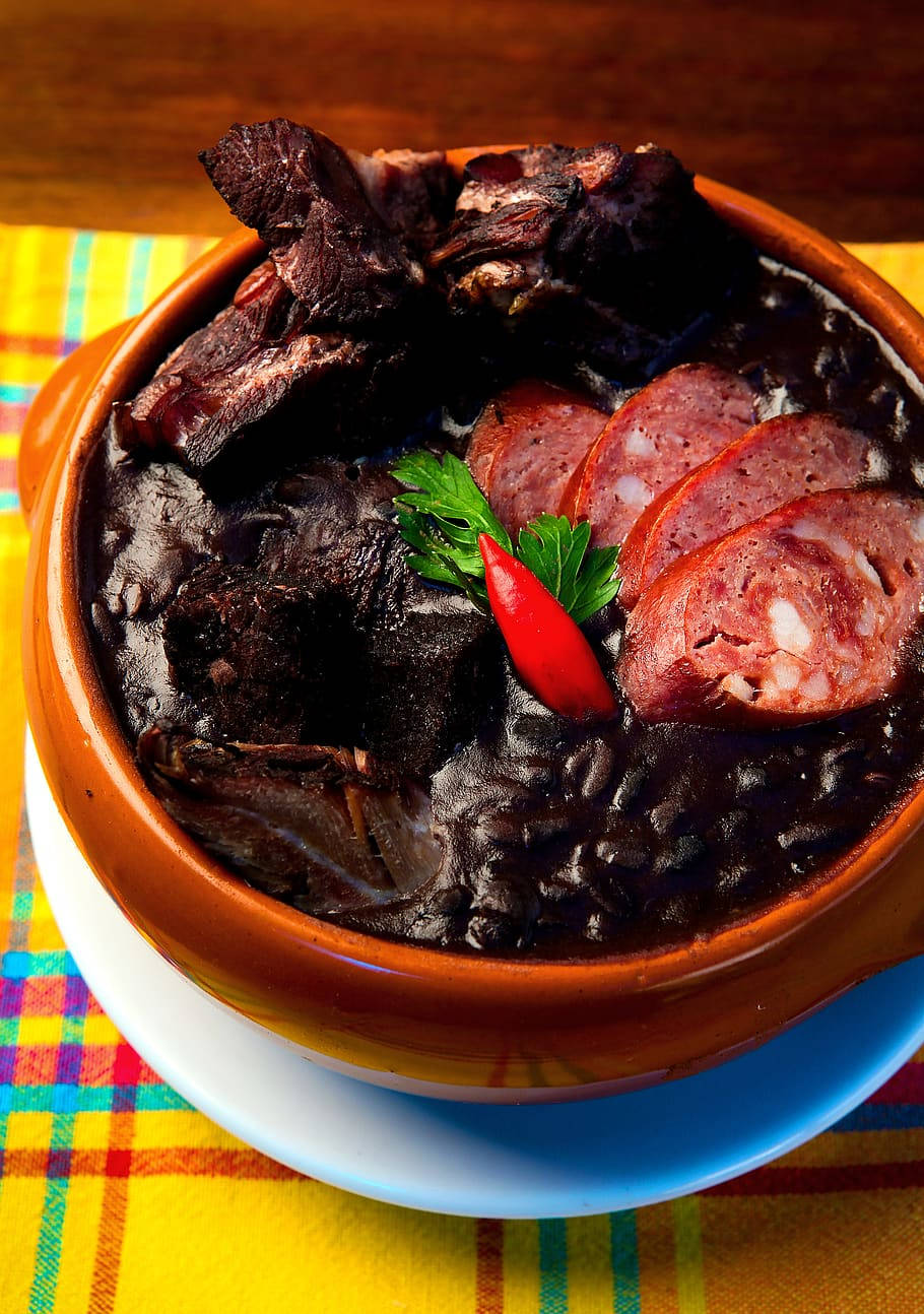 Feijoada, dark stew, meat and sausage, HD Phone Wallpaper