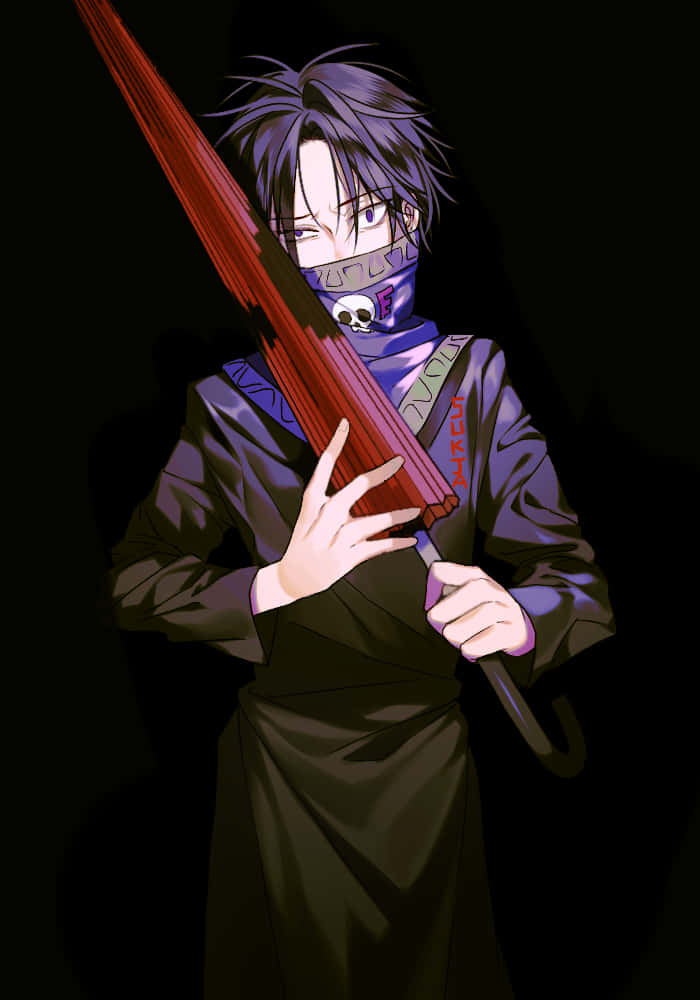 Feitan, purple hair, red umbrella, SD Phone Wallpaper