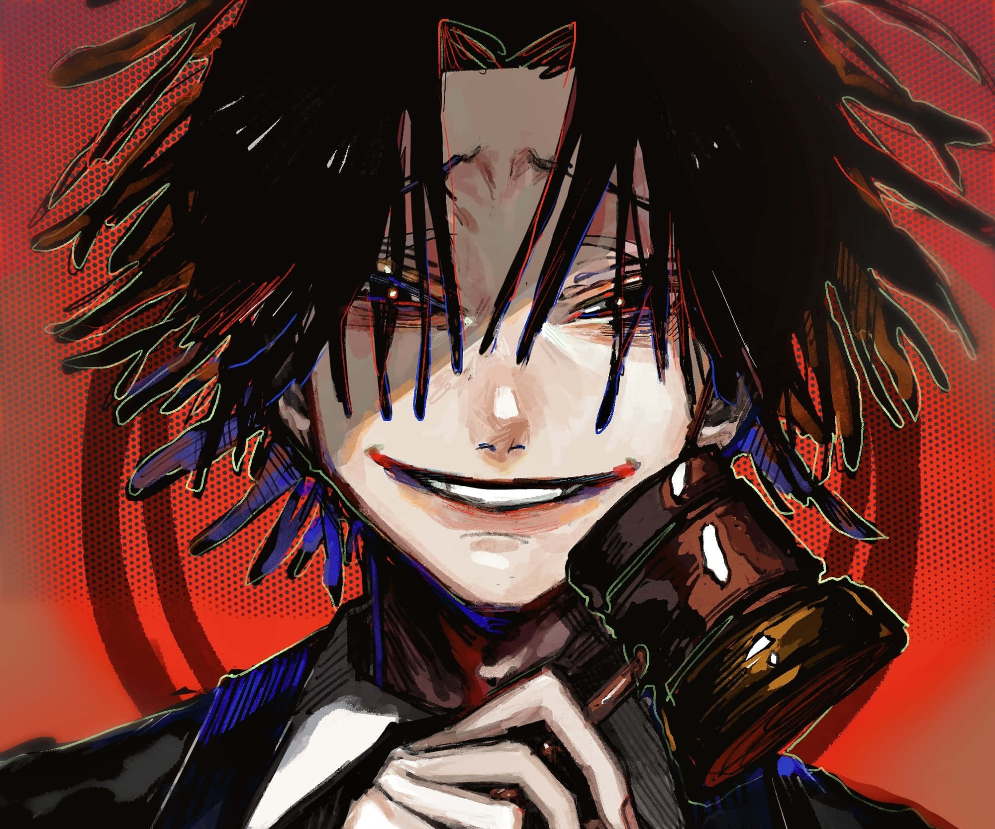 Feitan, black hair, red background, Full HD Desktop Wallpaper