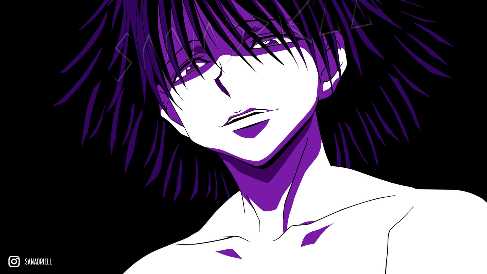 Feitan, spiky purple hair, sharp facial features, Full HD Desktop Wallpaper