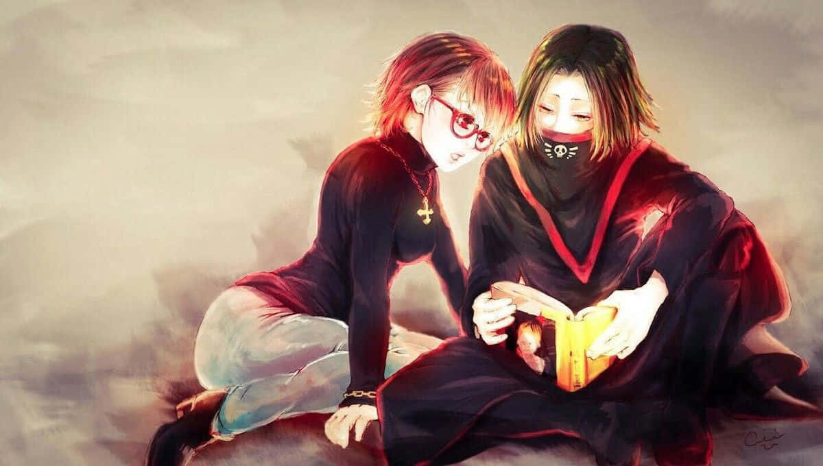Feitan, glowing book, soft misty setting, SD Desktop Wallpaper