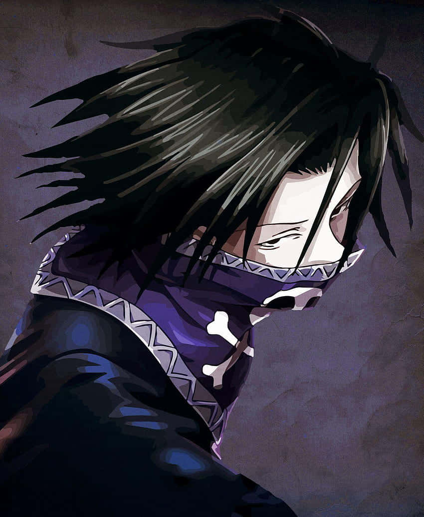 Feitan, purple skull-patterned scarf, long hair, SD Phone Wallpaper