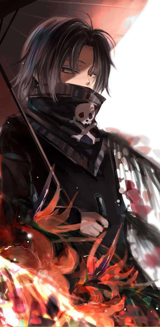 Feitan, skull-patterned scarf, umbrella, HD Phone Wallpaper
