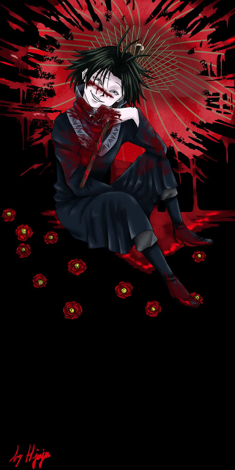 Feitan, black hair, red eyes, HD Phone Wallpaper