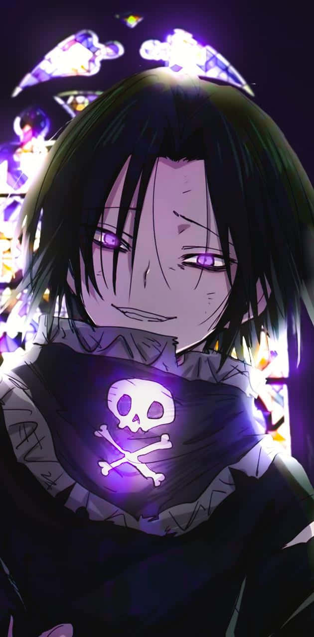 Feitan, skull and crossbones, purple eyes, HD Phone Wallpaper