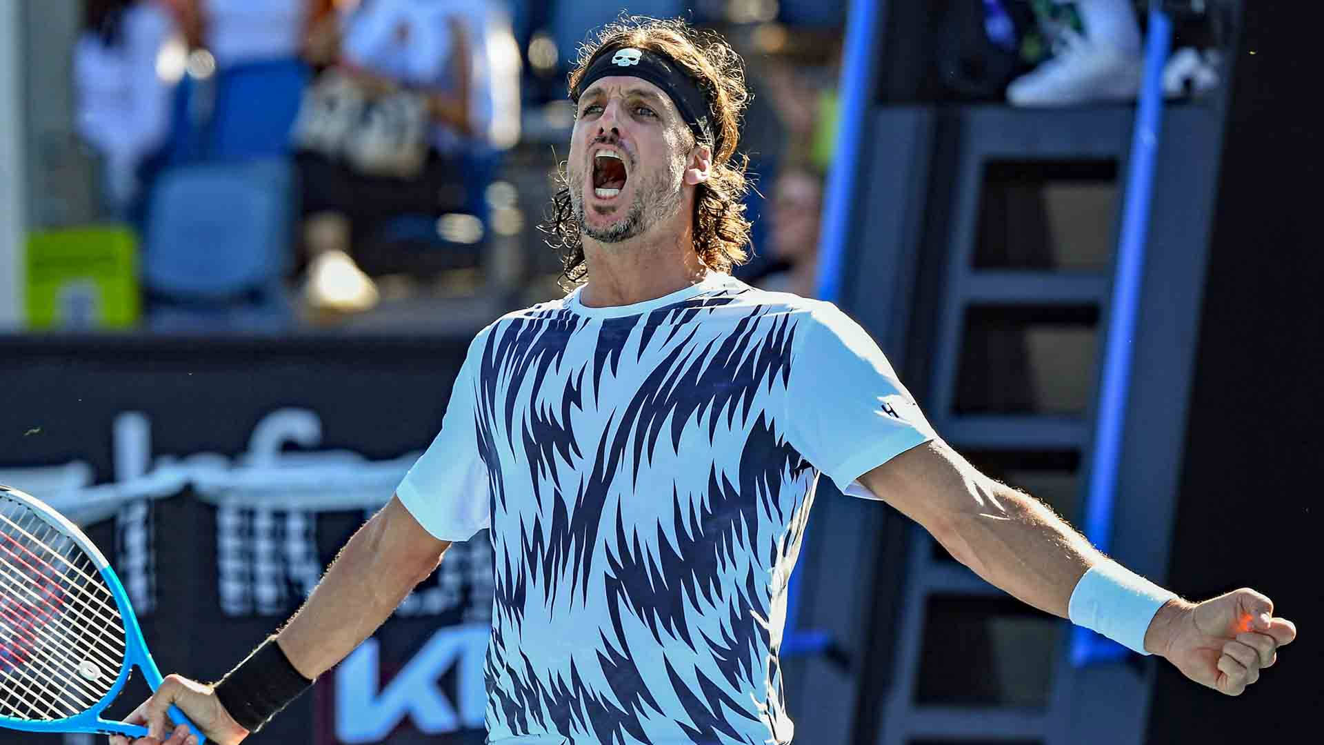 2021 Australian Open, Feliciano Lopez, blue and white patterned shirt, Full HD Desktop Wallpaper