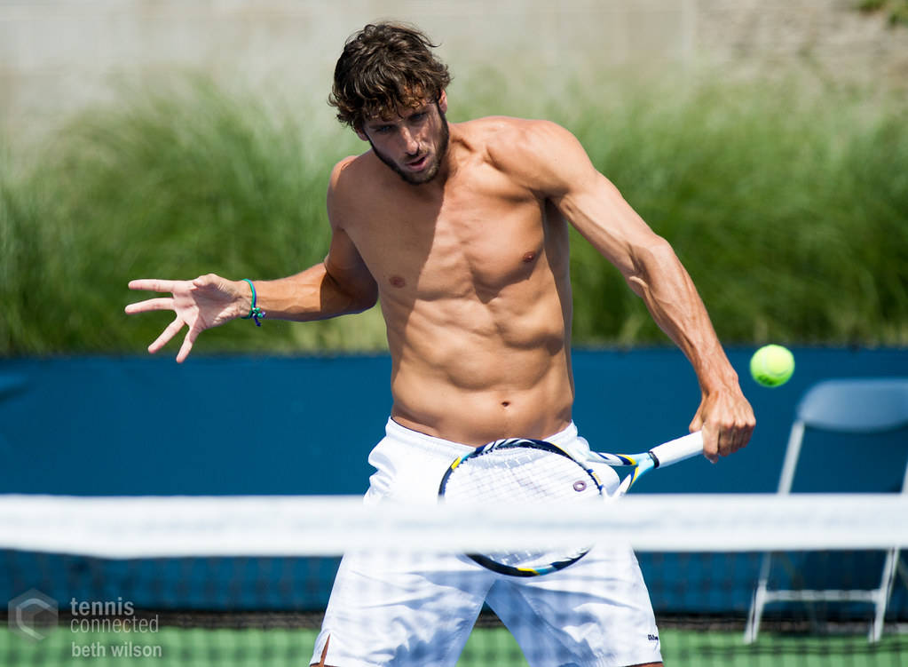 2015 US Open, Feliciano Lopez, yellow ball, SD Desktop Wallpaper