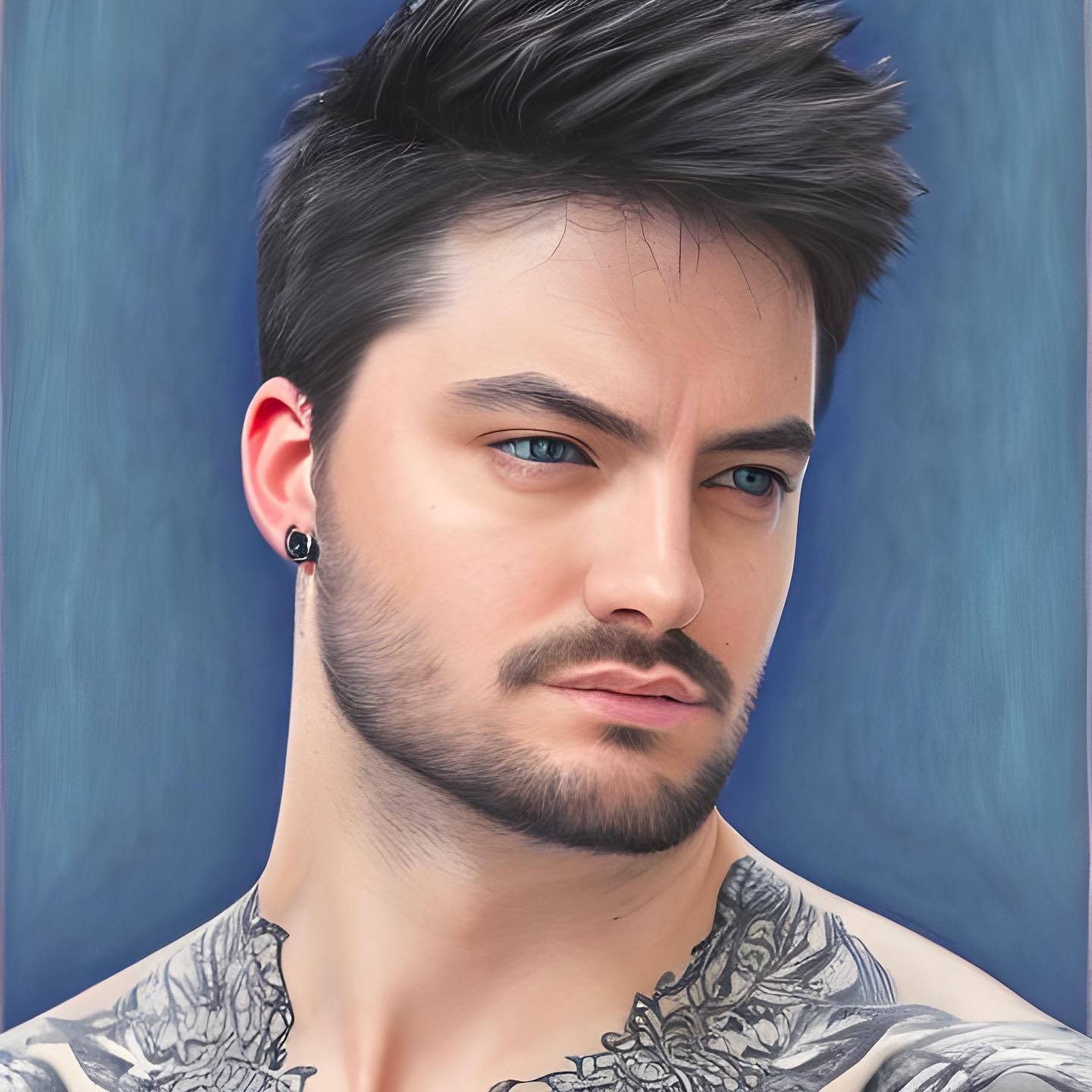 Felipe Neto, blue eyes, tattoos, HD Desktop Wallpaper