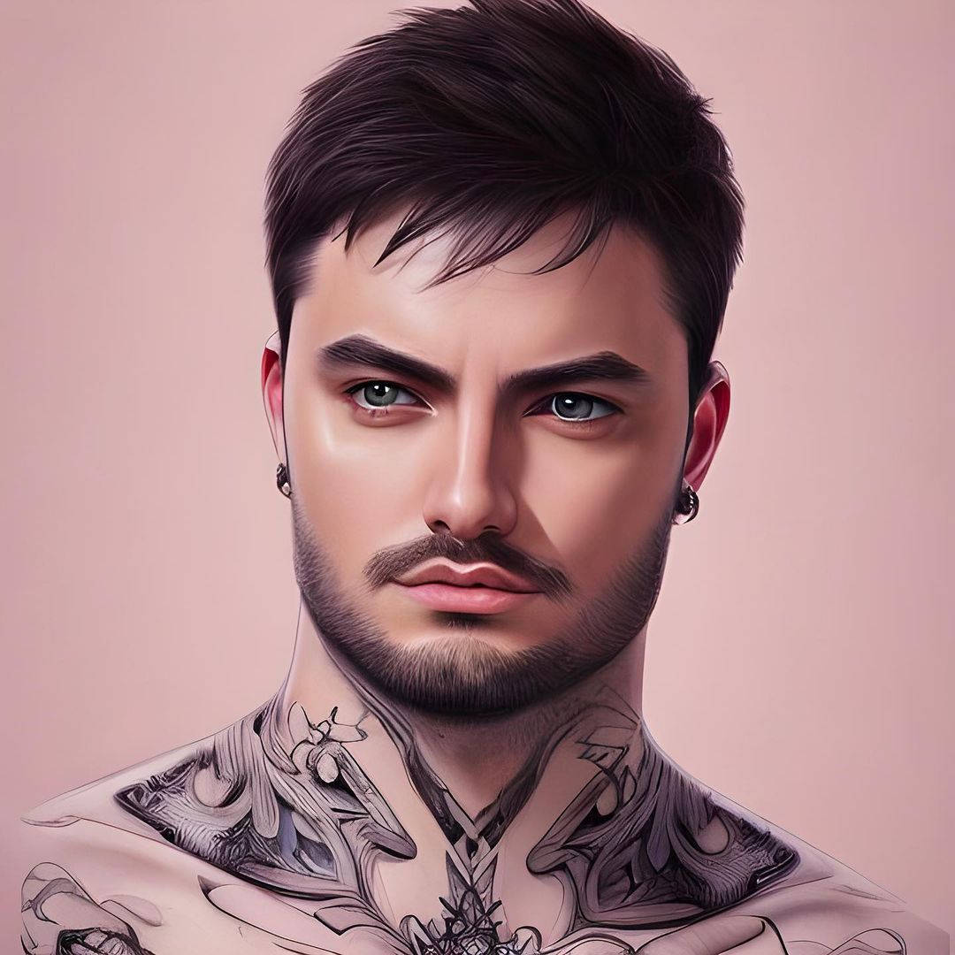 Felipe Neto, dark hair, intricate black tattoos, SD Desktop Wallpaper