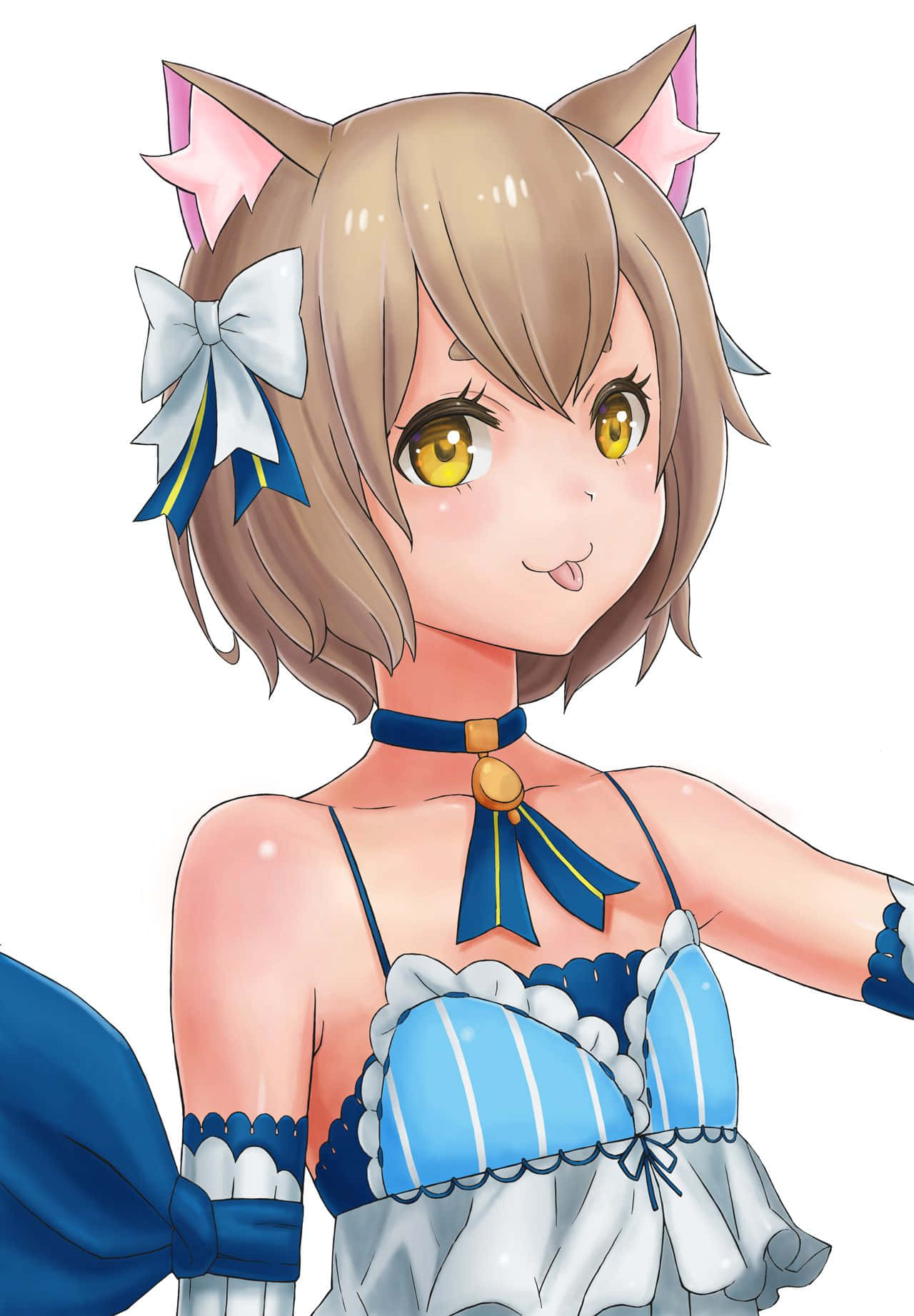 Felix Argyle, cat ears, blue and white maid outfit, HD Phone Wallpaper