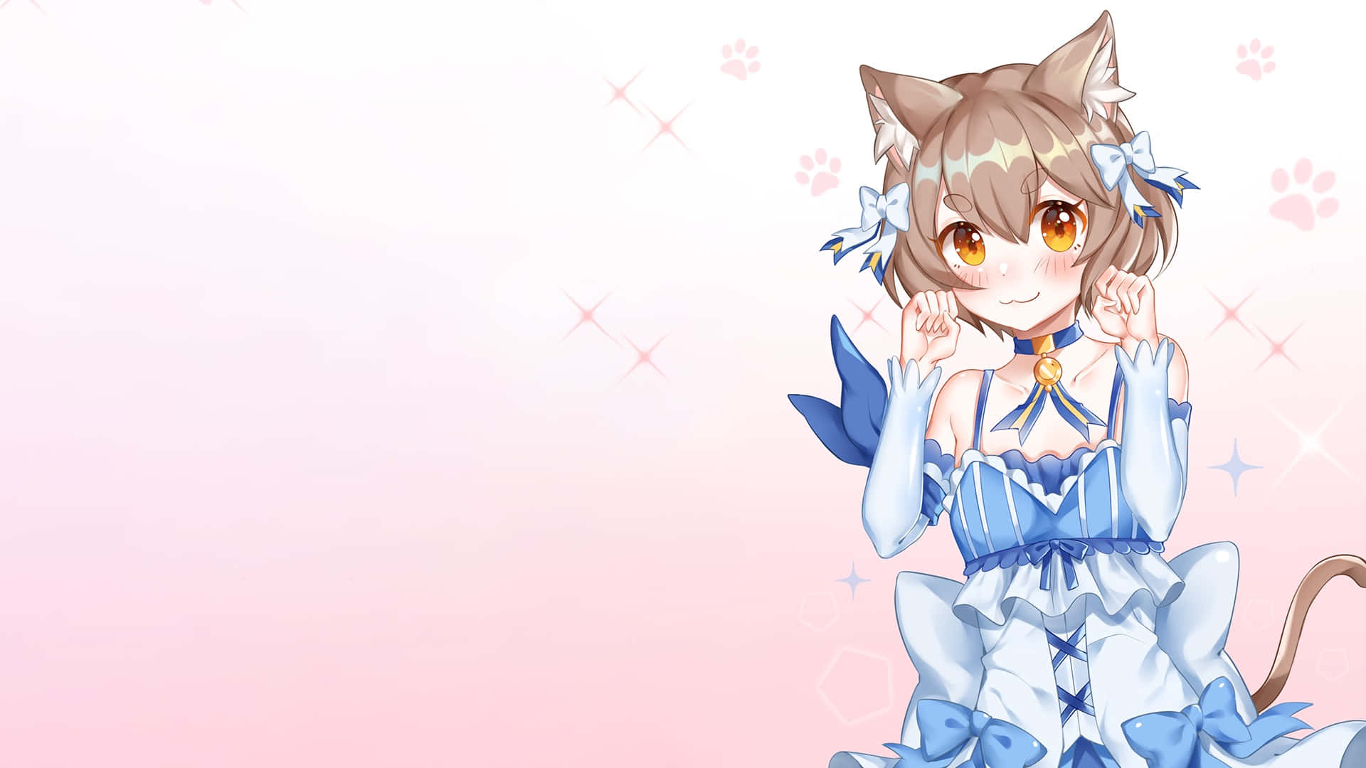 Felix Argyle, cat ears, blue dress, Full HD Desktop Wallpaper