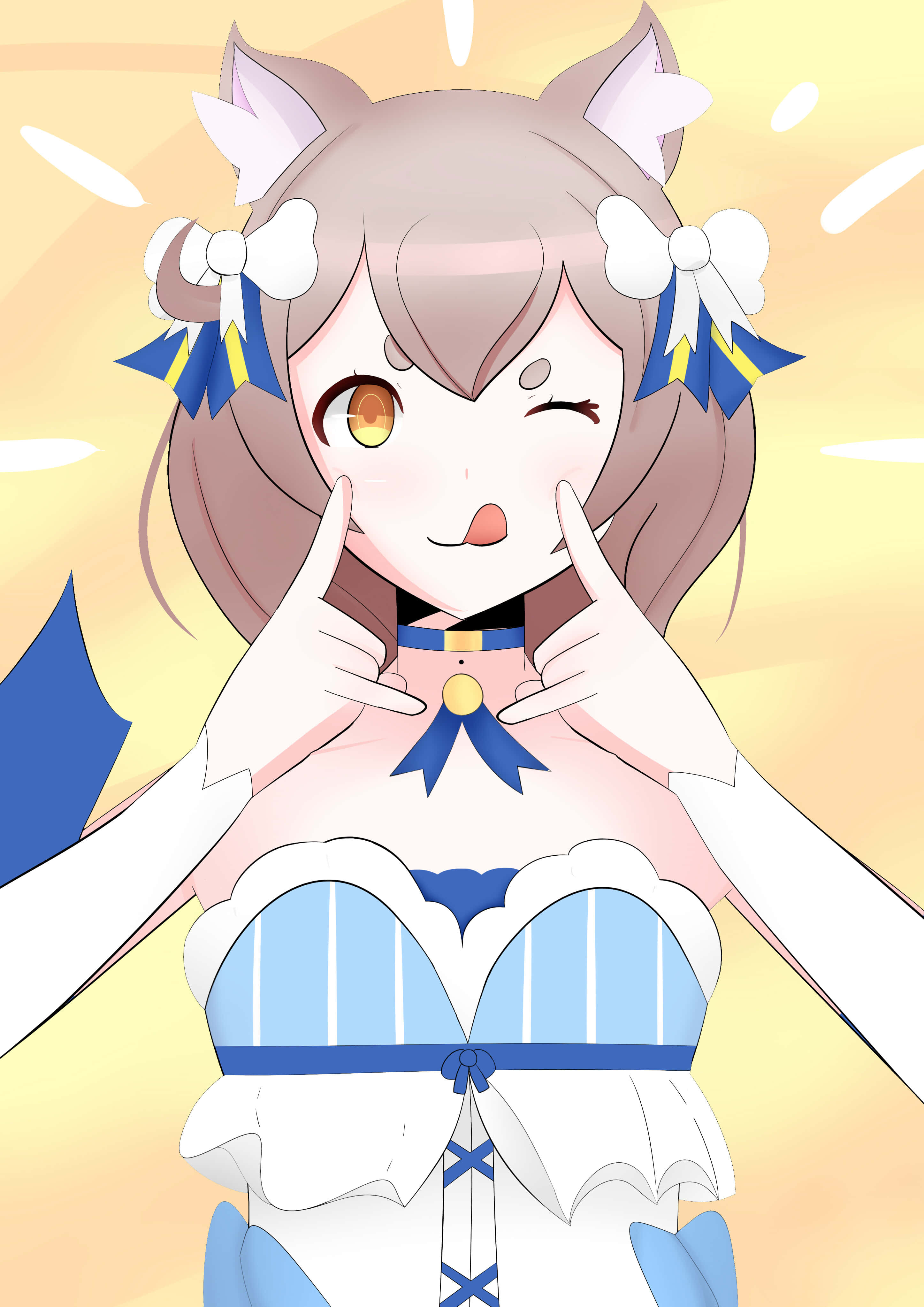 Felix Argyle, anime girl, cat ears, 4K Phone Wallpaper