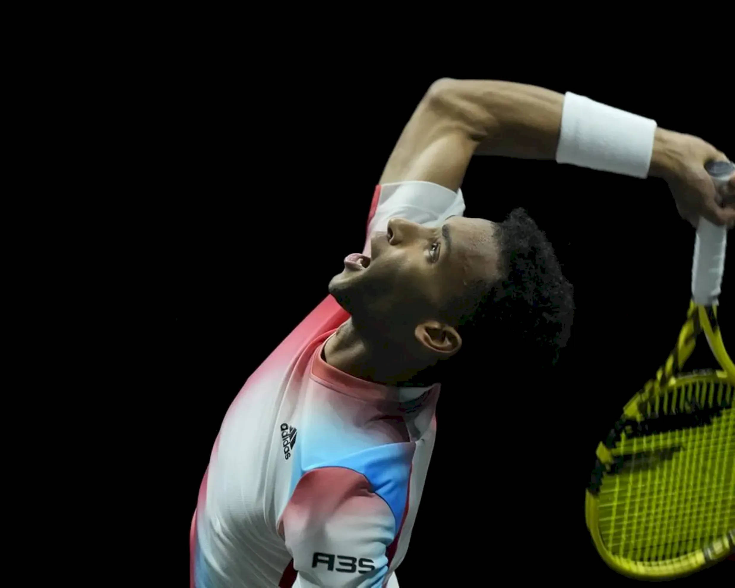 Felix Auger Aliassime, yellow racket, colorful shirt, Full HD Desktop Wallpaper