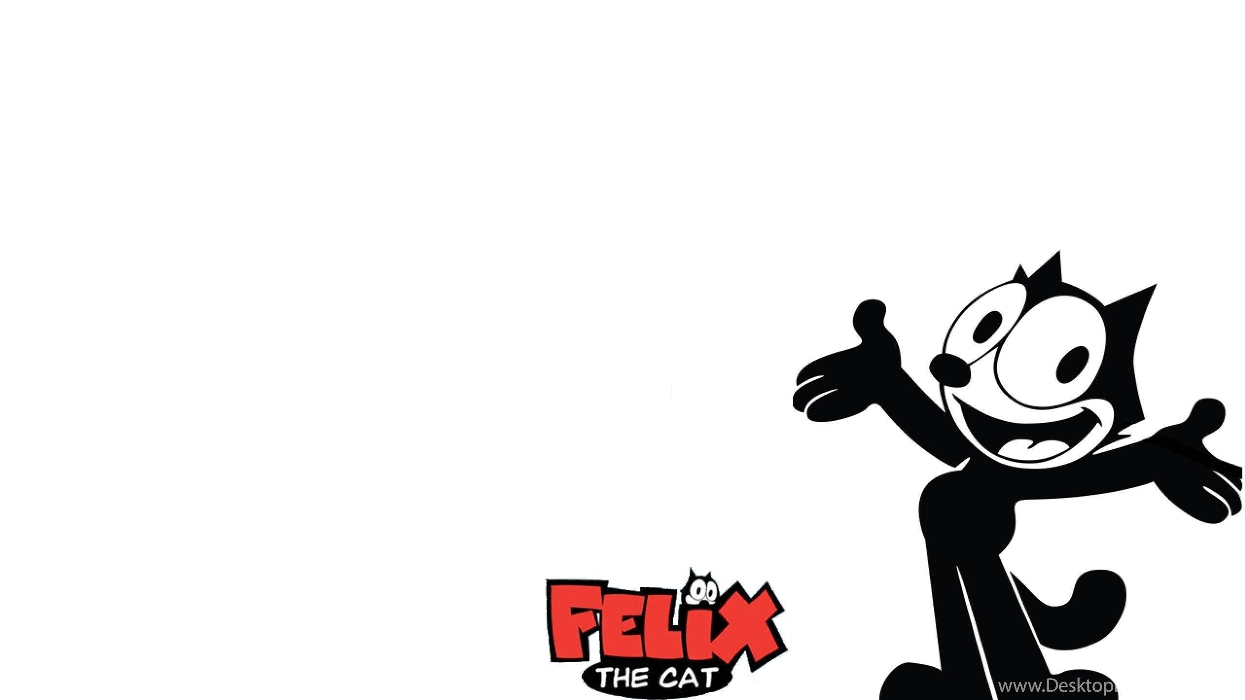 Felix The Cat, black and white, waving cheerfully, 2K Desktop Wallpaper
