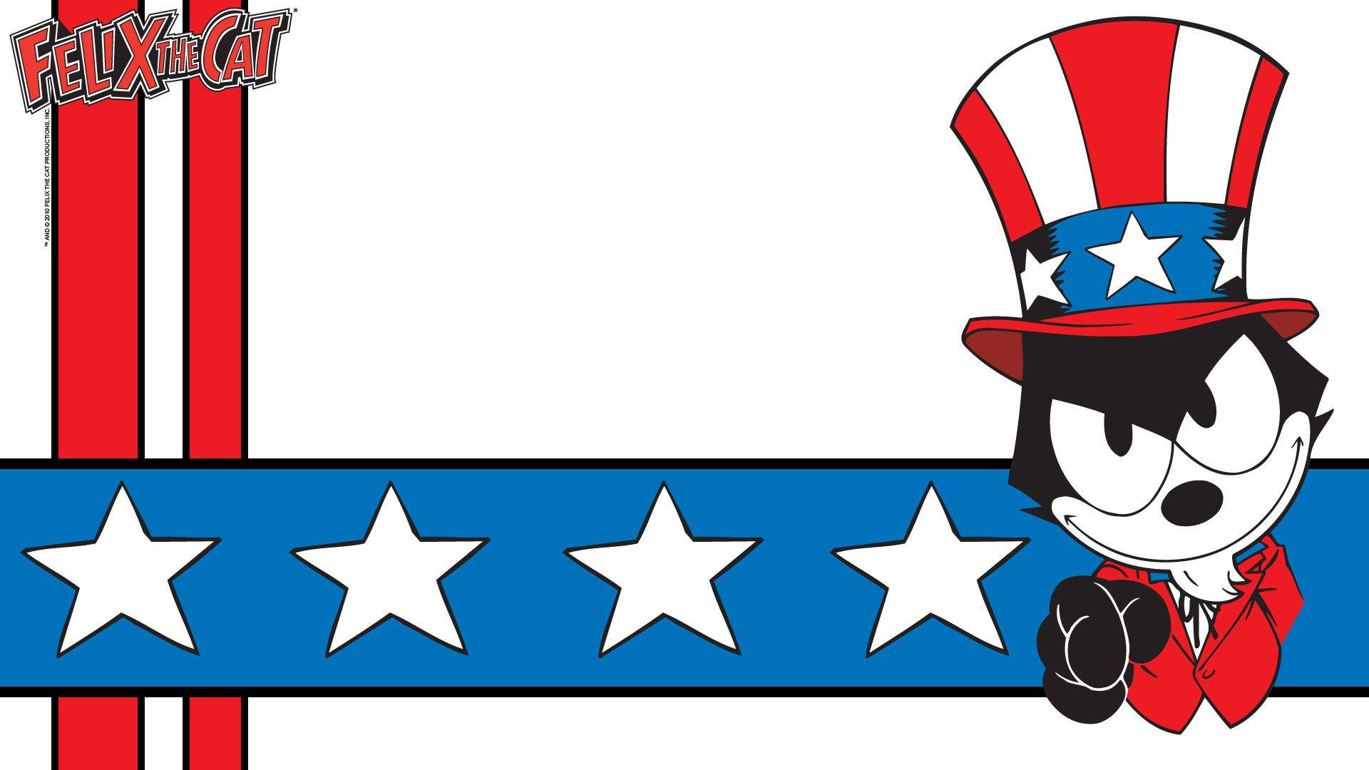 Felix The Cat, US Flag Theme, patriotic top hat, Full HD Desktop Wallpaper
