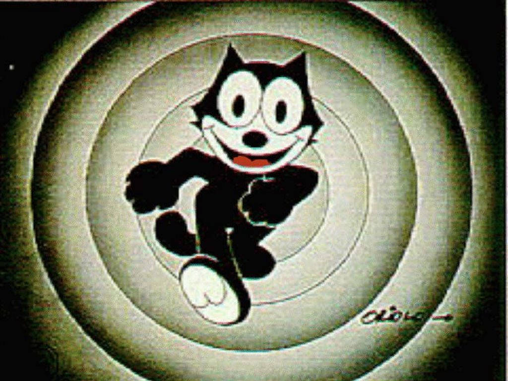 Felix The Cat, black and white, concentric circles, SD Desktop Wallpaper