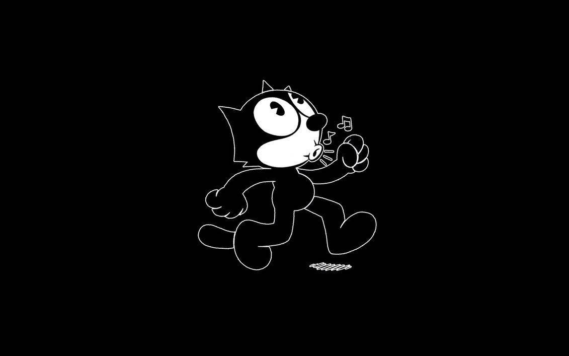 Felix The Cat, black, white line drawing, SD Desktop Wallpaper