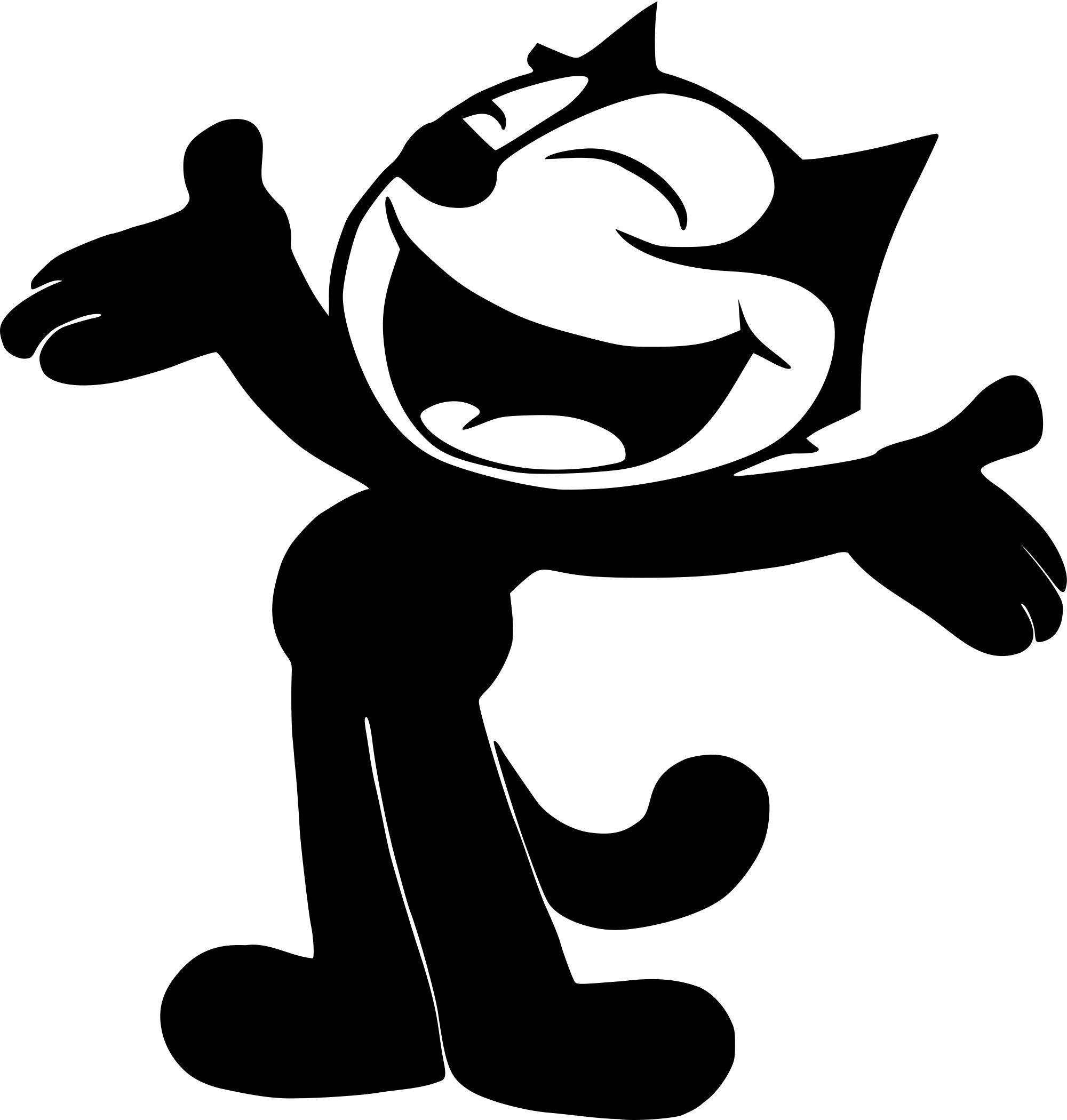 Felix The Cat, black silhouette, wide grin, Full HD Phone Wallpaper